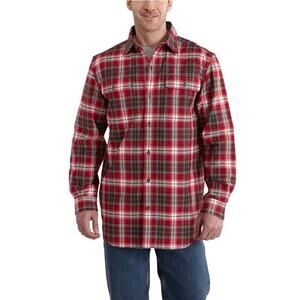 Carhartt Men's Relaxed Fit Red Black Plaid Flannel Button-Up Shirt‎ - Size L